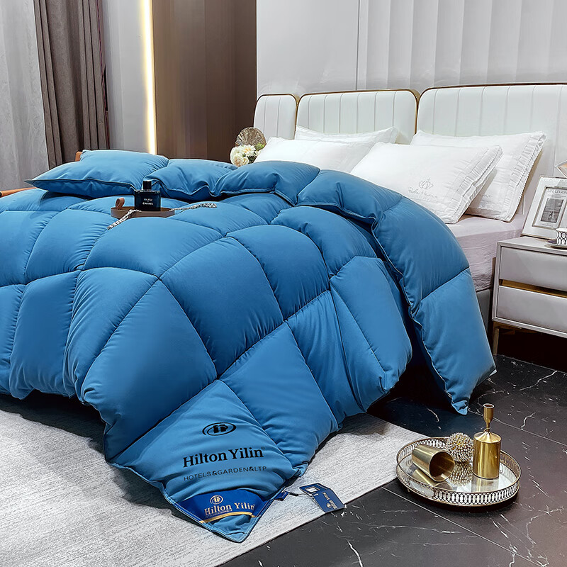 浪莎(LangSha)A类羽丝绒被95鹅毛绒被冬被加厚保暖鸭丝绒被6-10斤秋冬被子被芯 宾利蓝【抗寒保暖 混带95白鹅绒】 150*200cm8斤【室温0-5℃】