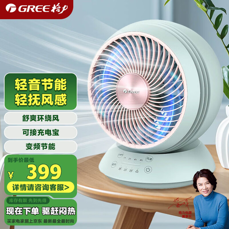 格力（GREE）【桌面循环风】定时空气循环扇摇头轻音节能柔风落地扇台式FXTZ-20X63Bag5