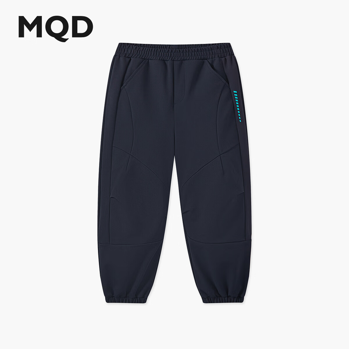 马骑顿（MQD）男童秋新款街潮学院风运动束脚裤针织裤卫裤跑步 藏青 150