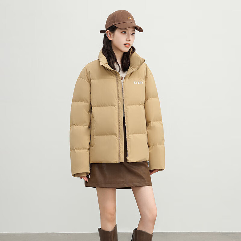 鸭鸭（YAYA）王一博同款羽绒服时尚情侣百搭潮牌休闲立领保暖外套 浅蓝色 M 【建议110-130斤】