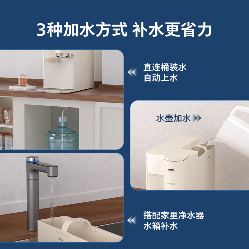 飞利浦(PHILIPS)制冰饮水机制冷即热式饮水机 制冰机冰沙冰块免安装全能四合一制热饮水机ADD8240冰境C1