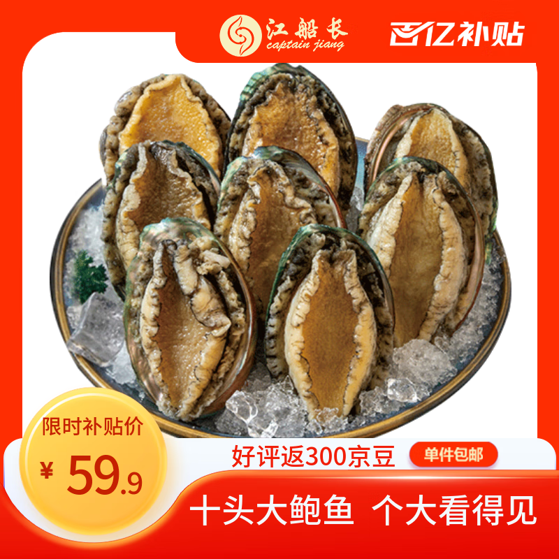 江船长 冷冻大鲍鱼 净重400g 10粒袋装 火锅食材 烧烤 贝类生鲜 