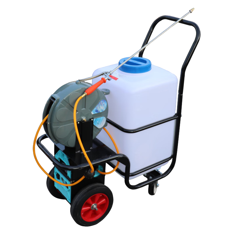 汐巖手推車式60升電動打藥機高壓消毒噴霧器充電瓶養(yǎng)殖場農(nóng)用噴霧機壺 60L單泵12V12A手動卷管