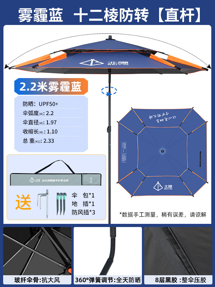 北極狼戶(hù)外免搭天幕傘露營(yíng)車(chē)遮陽(yáng)傘海邊沙灘帳篷速開(kāi)折疊黑膠防曬遮陽(yáng)棚 方形[增加15%遮陽(yáng)+12棱防轉+抗大