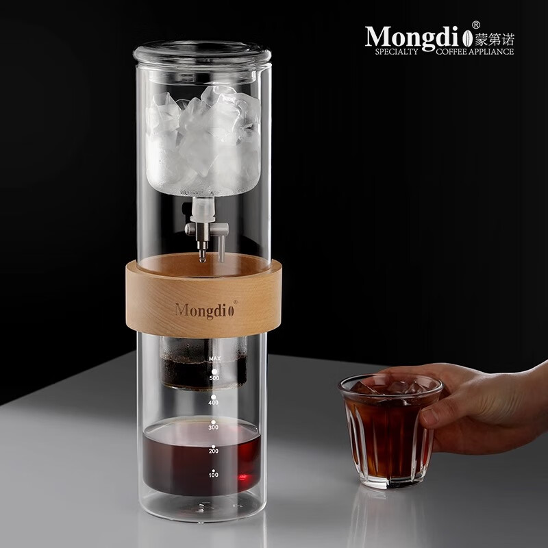 Mongdio冰滴壺咖啡壺大容量玻璃冷萃壺滴漏式咖啡機家用萃取器具 冰滴咖啡壺600ml帶濾紙