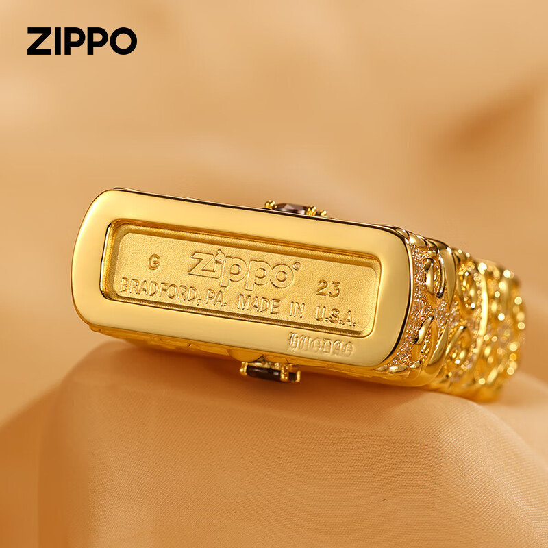 ZIPPO打火机zippo正品防风煤油火机镶嵌钻石十字花520女士专用颜值礼物 镀金款【含油套装】