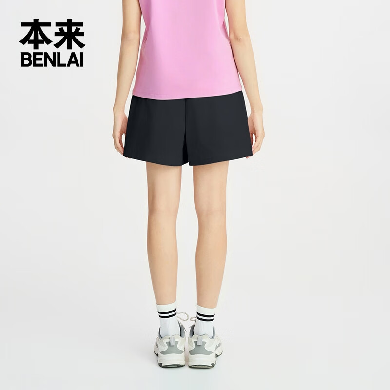 本来BENLAI女士抗皱短裤女2025秋季新款松紧腰休闲裤子女BNM650003 墨蓝 S