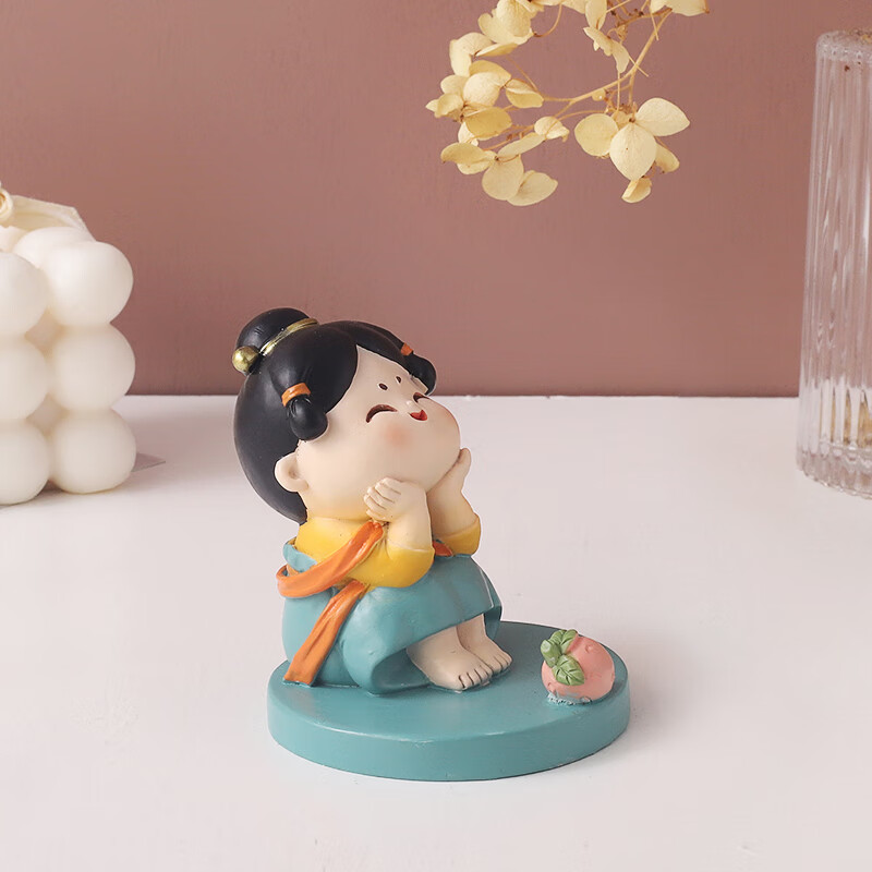 如果西安文创纪念品创意国风手机架实用桌面办公室摆件伴手礼新年礼物 唐仕女手机架全套2个