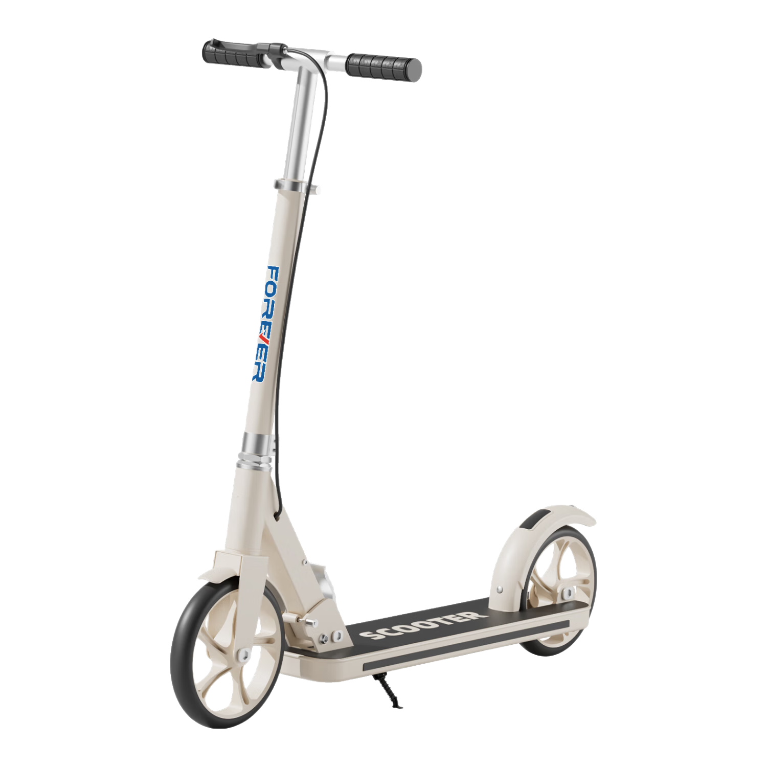 永久（FOREVER）代步滑板車(chē)兩輪青少年學(xué)校園折疊車(chē)城市上下班二輪單腳兒童節禮物 T6款米白色【雙剎+閃光輪】