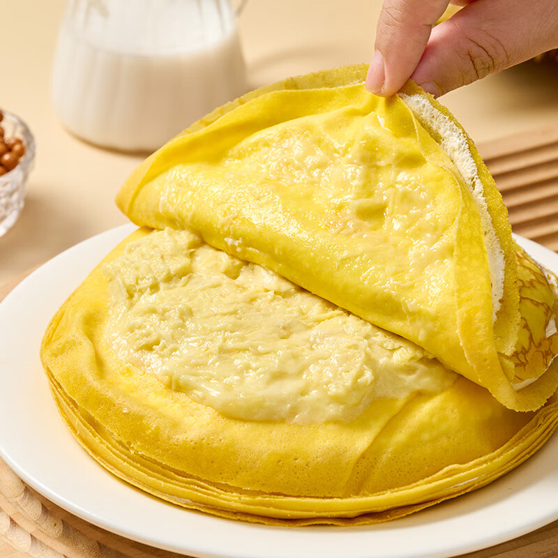 鲜达仓仓榴莲千层焦糖边干千层芋泥千层蛋糕奶酪芝士超市同款小甜品零食 榴莲千层*2盒【赠勺】