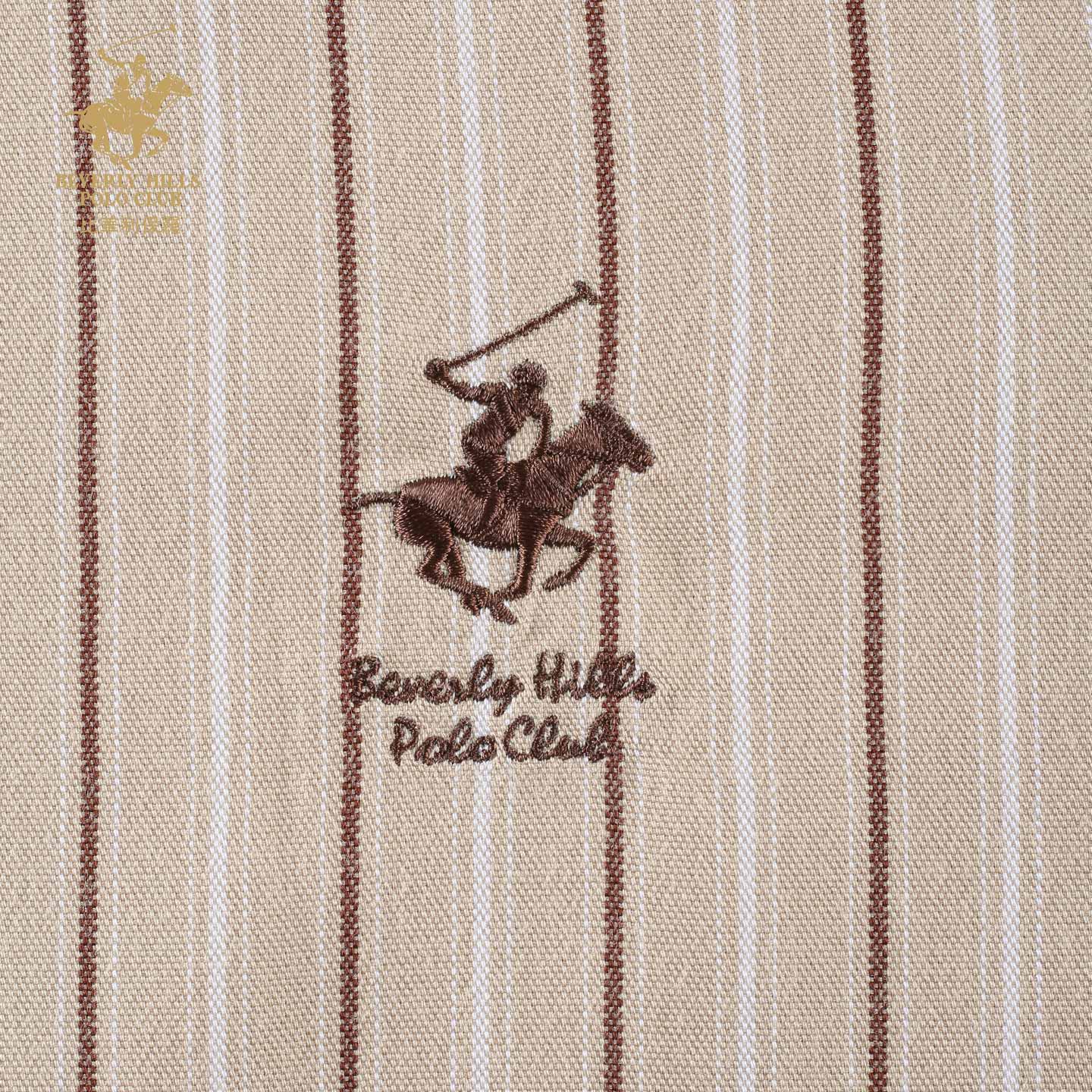 比华利保罗【暖姜纤维】秋冬新款休闲舒适条纹长袖衬衣浅卡其245121097 浅卡其 L