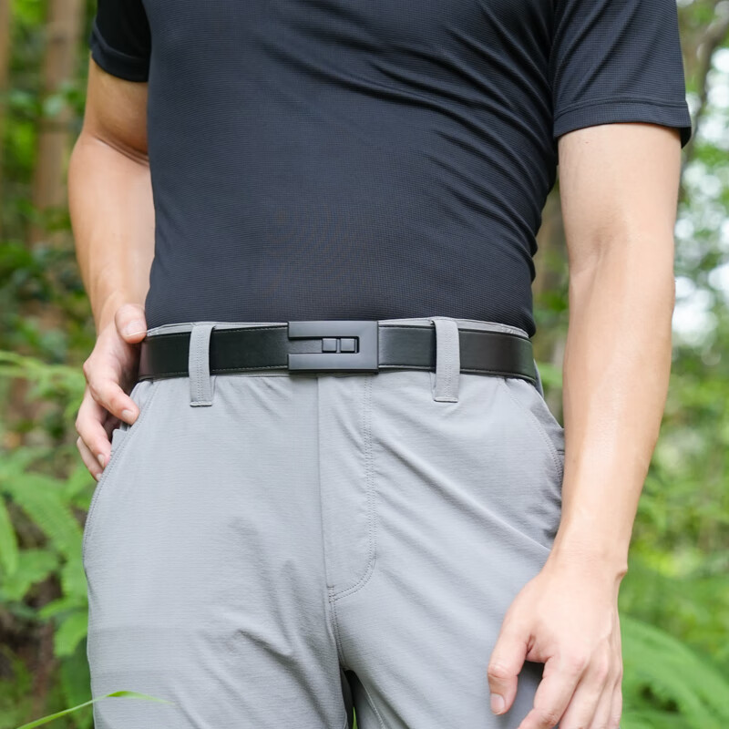 古格缇男士皮带 无带尾平滑扣腰带 时尚裤腰带生日礼物送男友老公父亲 【无带尾-平滑扣黑扣】黑色 120cm