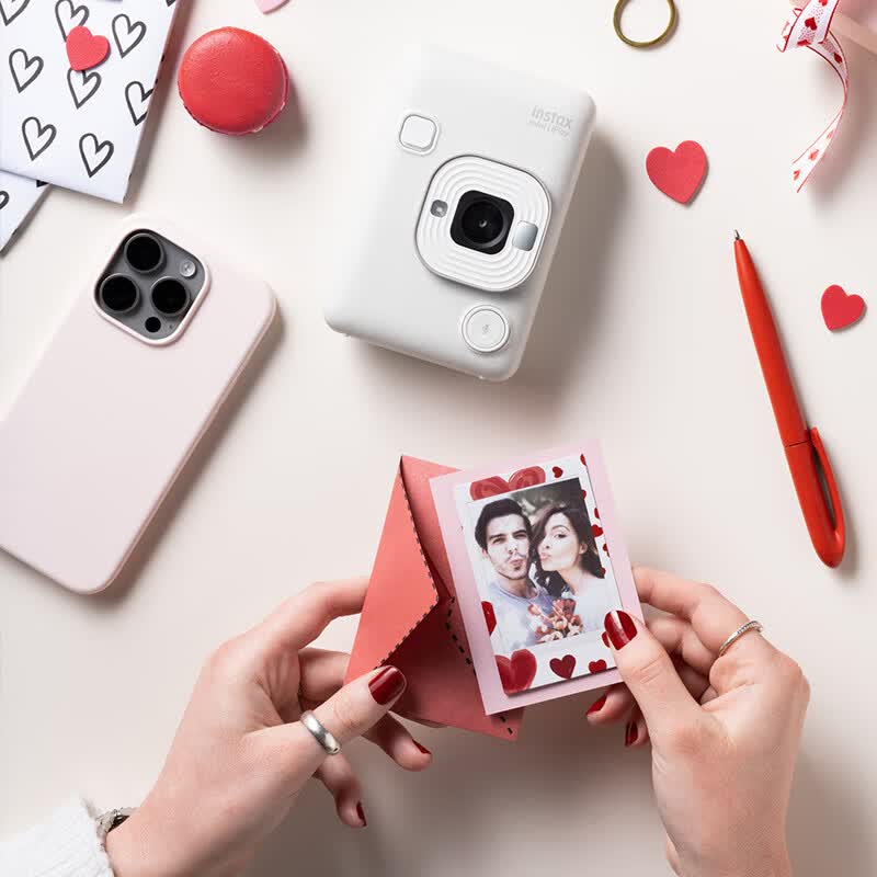 富士（FUJIFILM）instax mini liplay 拍立得数模一体可选择打印ccd胶片相机照相手机照片打印情人礼物 恋人白【不含配件盒】 套餐C【标配+40张白边相纸】