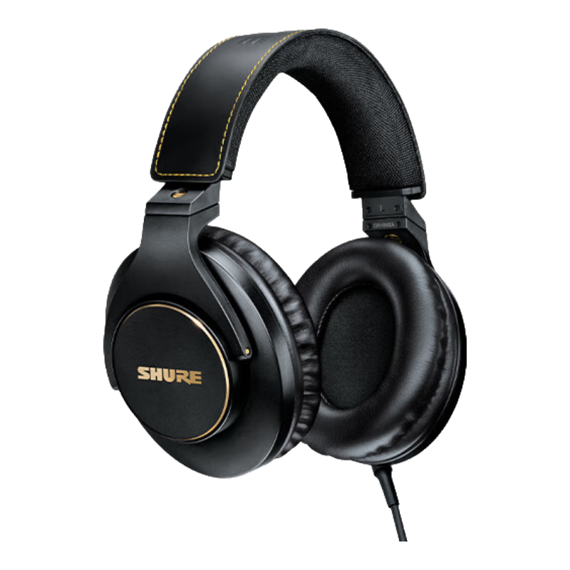 SHURE舒爾 SRH840A 專業(yè)錄音頭戴式監(jiān)聽耳機(jī) 隔音降噪 40mm動(dòng)圈釹驅(qū)動(dòng)單元  黑金配色