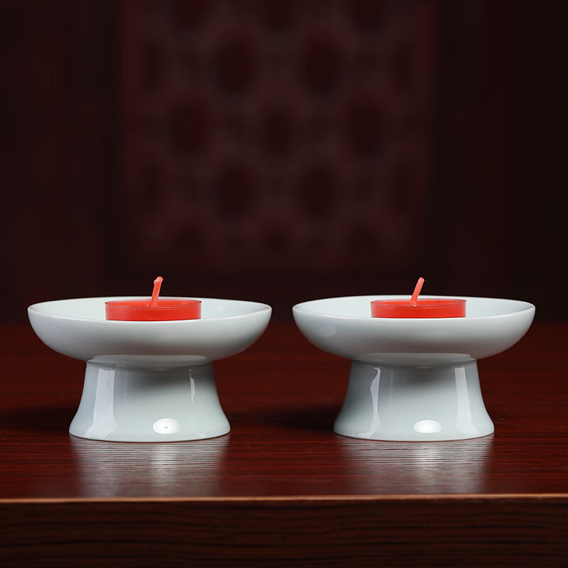 戴玉堂 大号陶瓷烛台摆件供佛家用供灯长明灯佛前酥油灯座 蜡烛底座