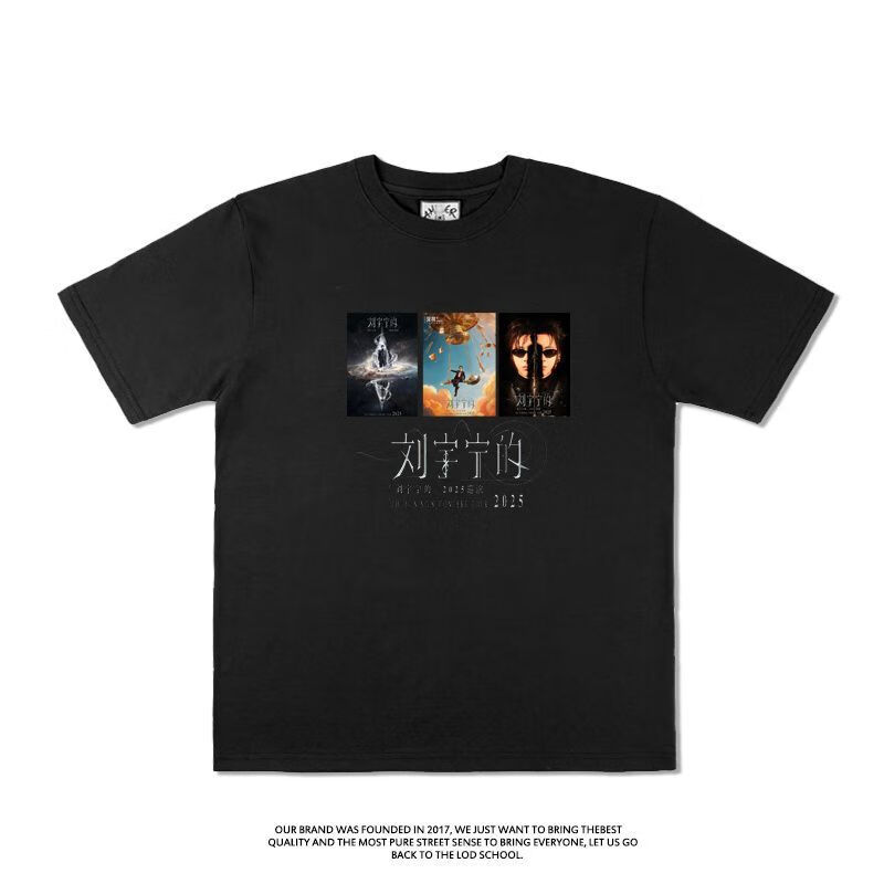 皇古迪刘宇宁的2025演唱会应援衣服周边T恤纯棉短袖深圳武汉上海衣服 黑色一 S