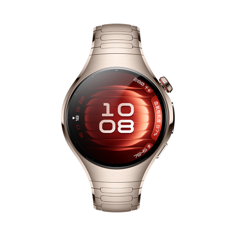 华为HUAWEI WATCH 5 42mm高端款烁金色904L不锈钢表壳晨曦金钛金属表带eSIM通话手表
