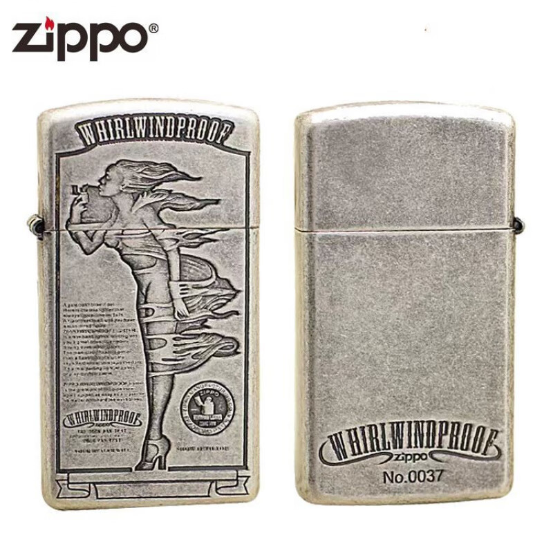 zippo打火机芝宝正版 古银纤巧风中女郎人物系列 古银纤巧风女 单机