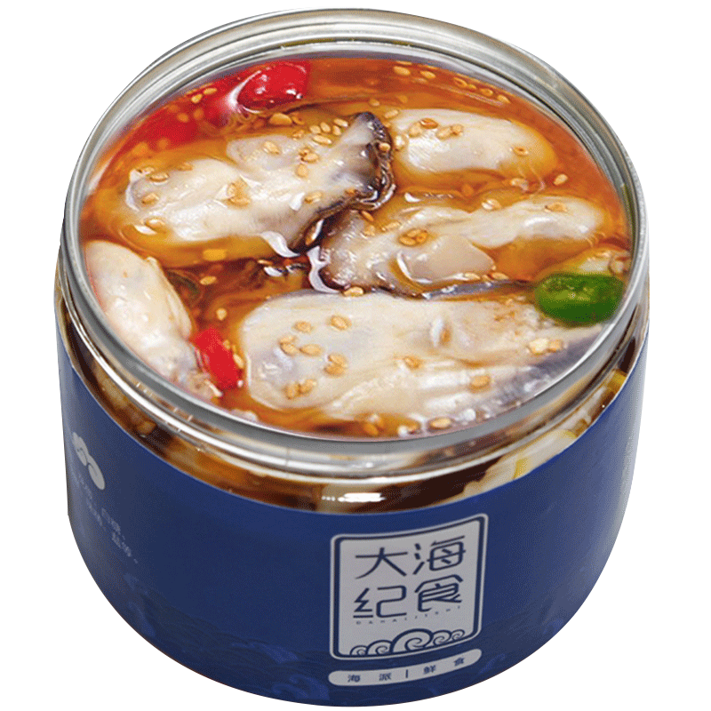 大海纪食蒜蓉生蚝即食熟食罐装乳罐山头牡蛎肉捞汁麻辣小海鲜威海特产海蛎 麻辣生蚝2罐+蒜蓉生蚝2罐
