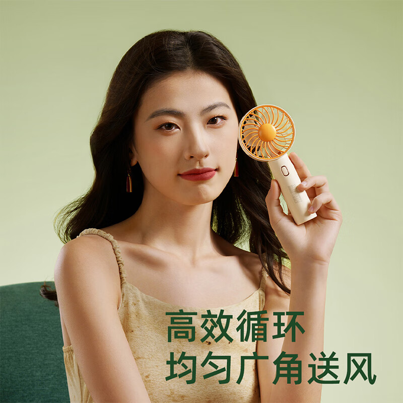 那片红S10手持小风扇 便携式 随身小型风扇USB迷你涡轮充电超静音宿舍桌面办公室家用床头学生 粉黛白