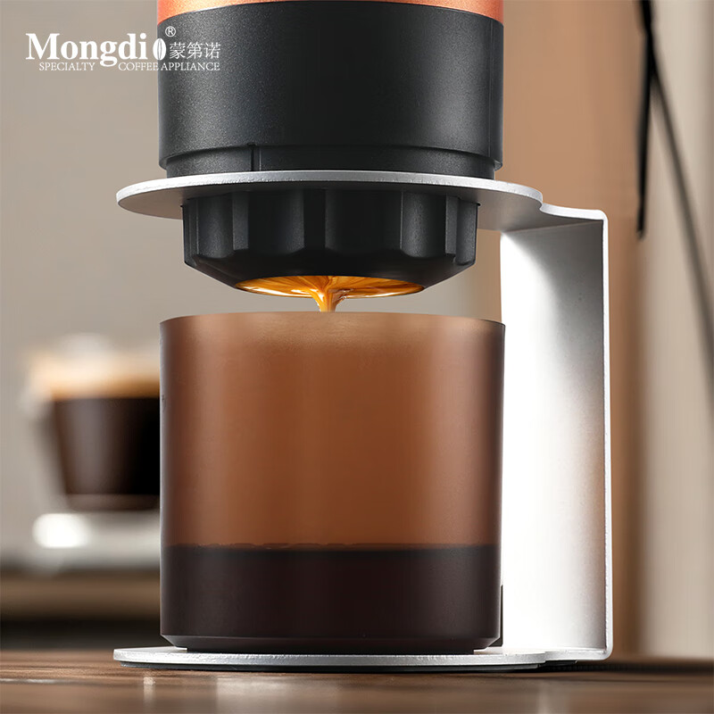 mongdio胶囊咖啡机便携式手持意式浓缩半自动咖啡机家用户外露营 灰色数显咖啡机(京配7仓) 冷热双萃