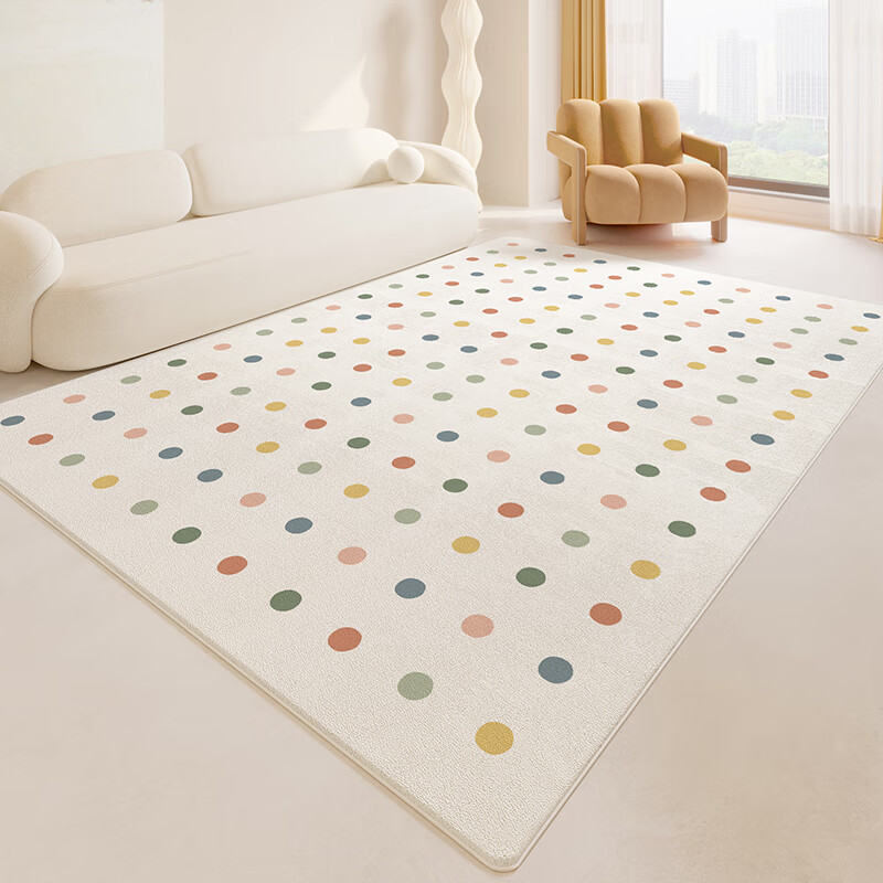 大江客廳地毯沙發(fā)臥室床邊毯奶油風(fēng)房間墊子毛絨加厚輕奢地墊 彩點(diǎn) 120cm*160cm 柔軟舒適