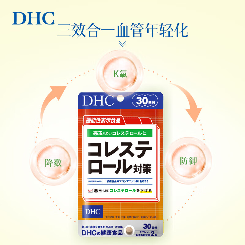 DHC胆固醇对策片60粒成年人中老年平衡胆固醇呵护心血管健康日本进口 1袋装（拍2减更多）