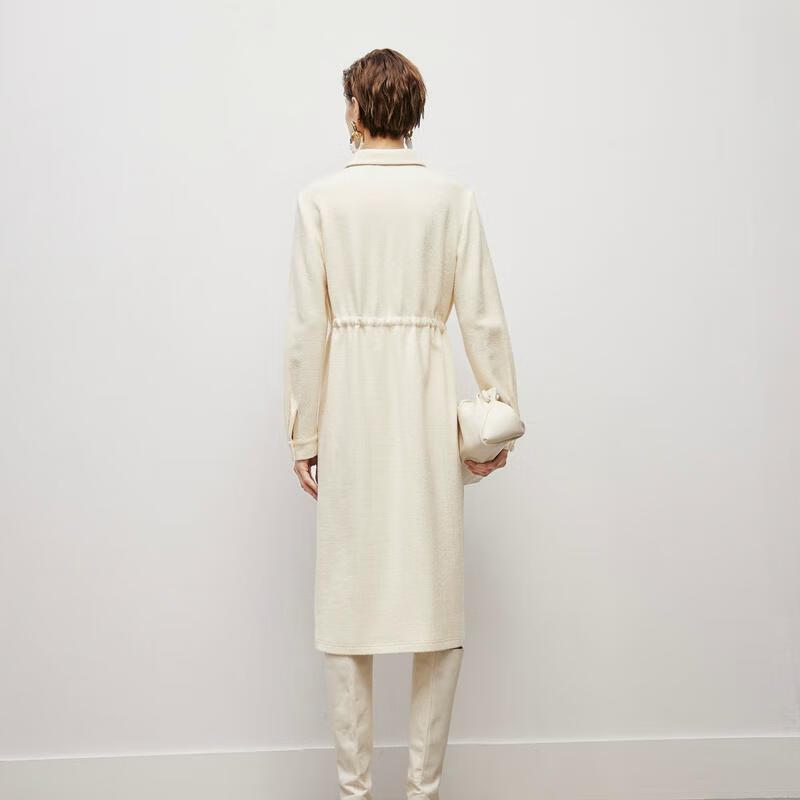 麥檬正肩工裝襯衫裙連衣裙女5EA193641 象牙白 M