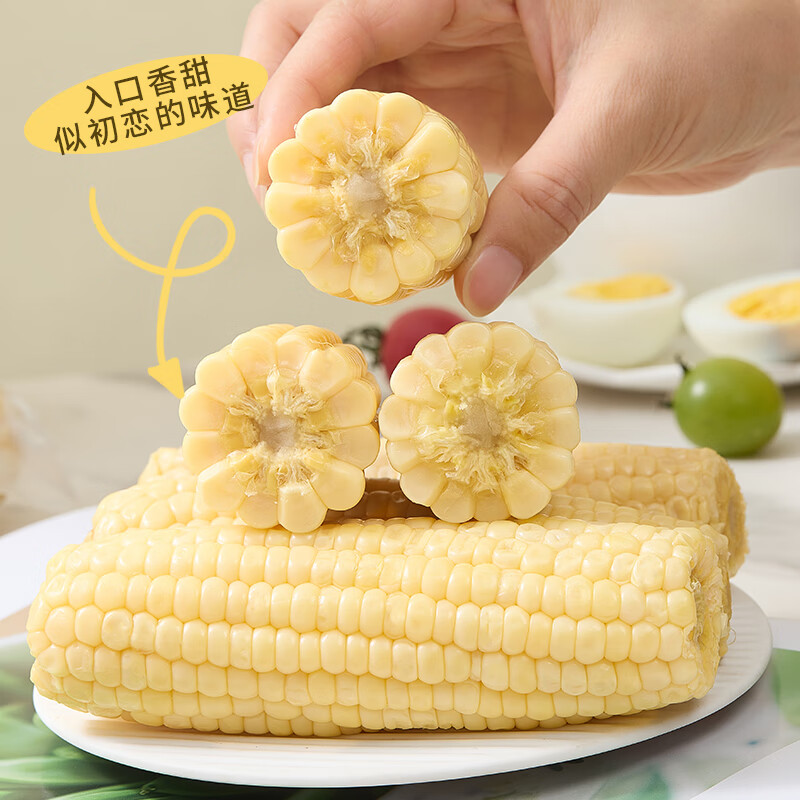 隆平 2025年当季甜糯玉米棒  非转基因独立真空包装减肥减脂杂粮早餐 【开袋即食】白甜水果玉米段 2.4斤