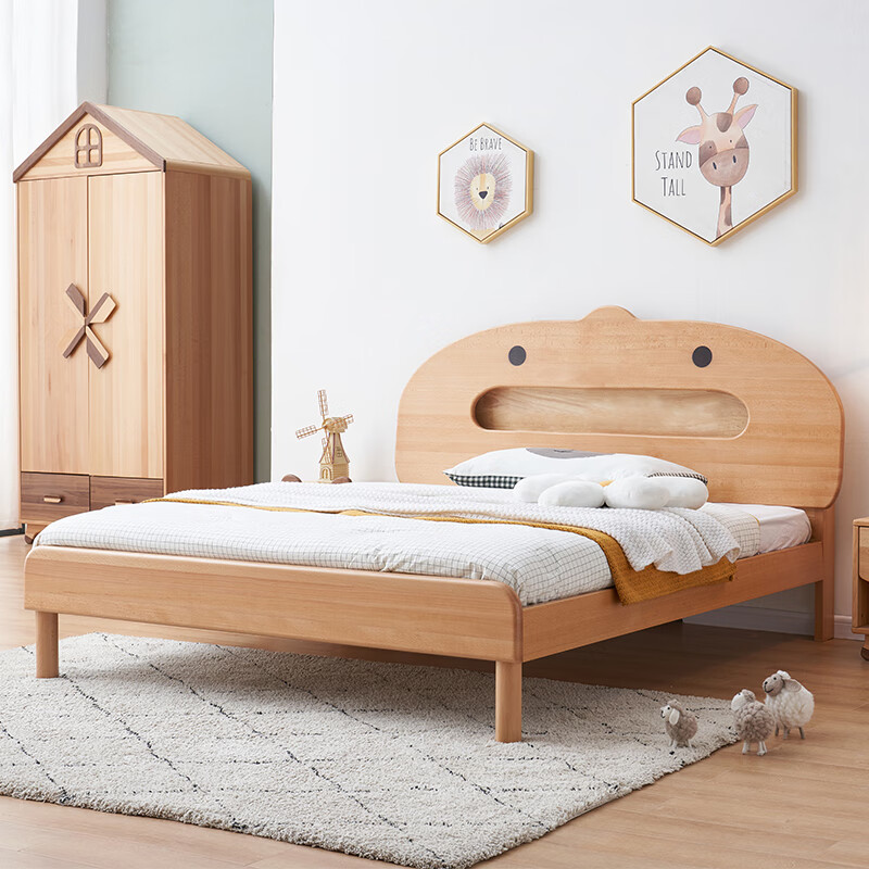 花王 实木儿童床女孩单人小床男孩大床简约呱呱儿童家具1.5米
