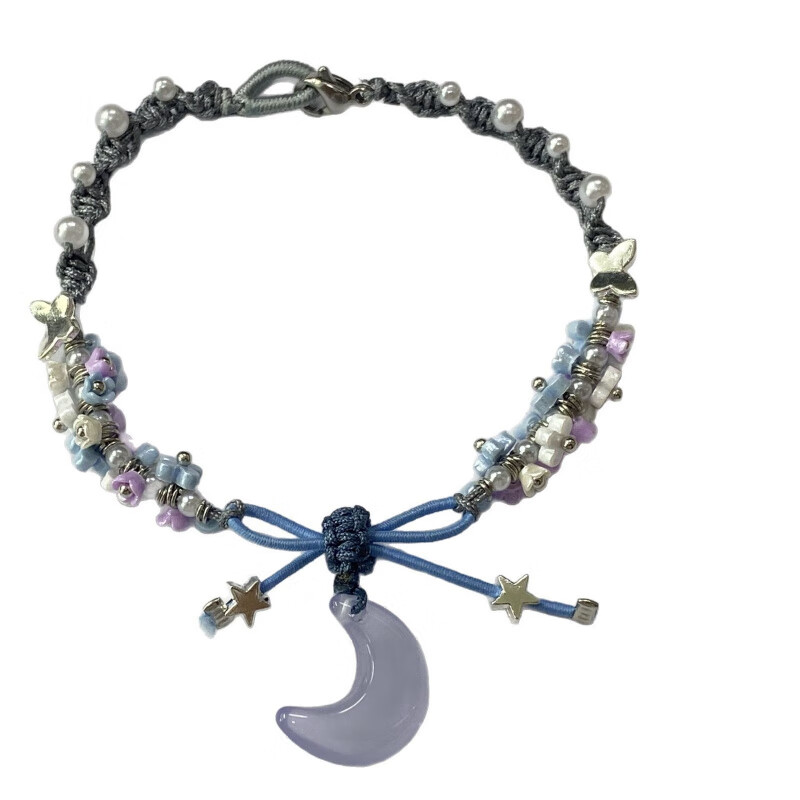 魅丽饰季新中式星星月牙花朵编织手链女复古个性手串小众古风百搭手饰配件 星星花朵手链