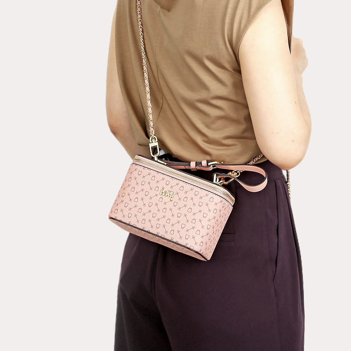 why2025新款礼物女包小包手机包盒子包复古时尚斜挎单肩小包 粉色