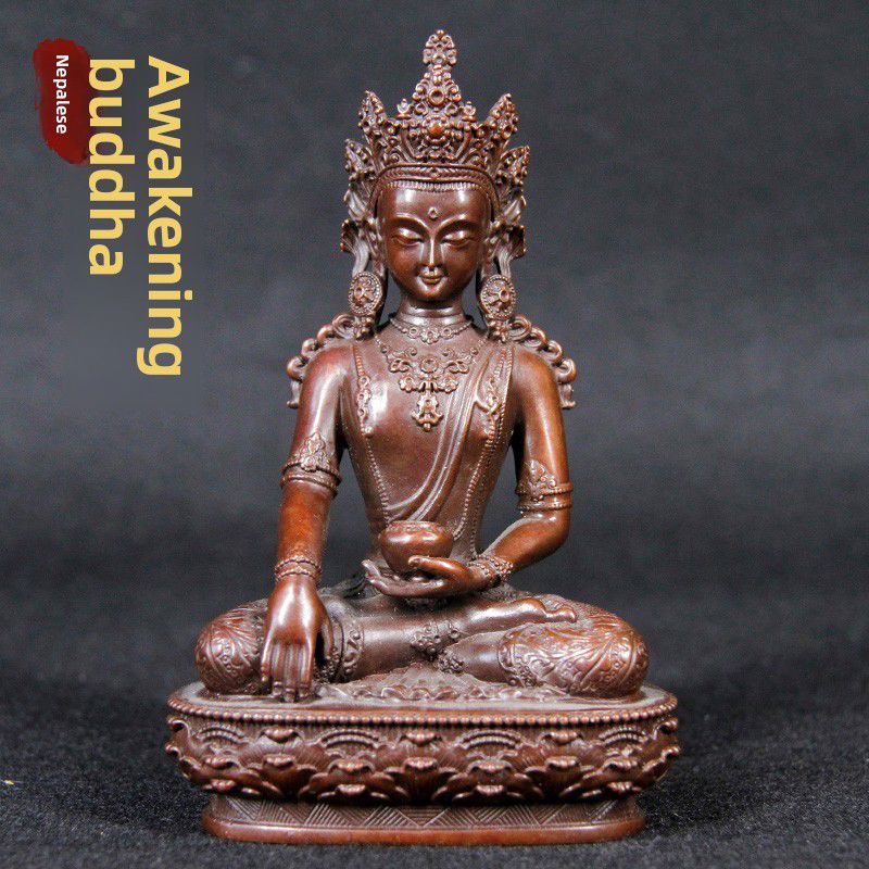 手工紫铜觉悟佛居家供奉摆件释迦摩尼神像 藏传密宗佛像尼泊尔手工紫