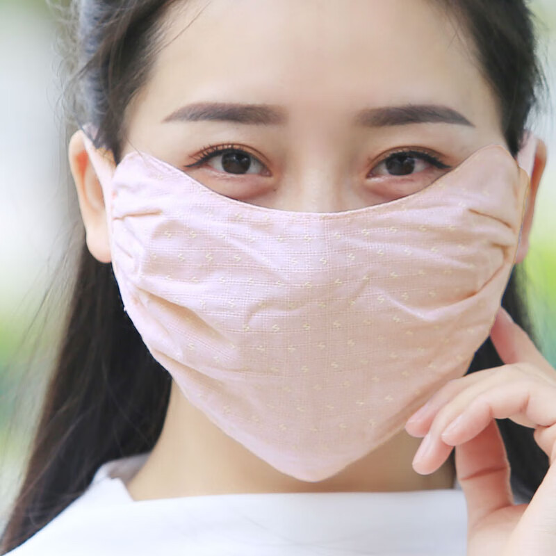 春夏季纯棉口罩女加大全棉布遮阳防晒防时尚2025新款高颜值 夏季纯棉肉粉 均码