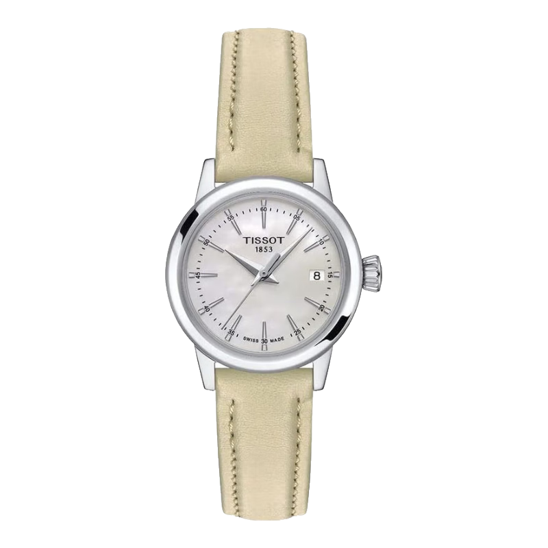 天梭(TISSOT)女士手表瑞士表石英高顏值美國原裝進口2025年新款禮物 Dream Lady 溫柔米色 28mm