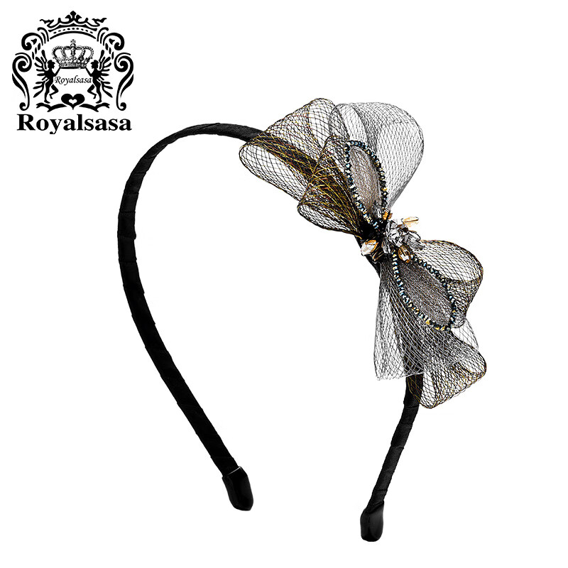 Royal sasa莎莎單花發(fā)箍帶鉆金屬銅絲頭飾森系仙女編織頭箍寬壓發(fā)卡網(wǎng)紅 金色AU