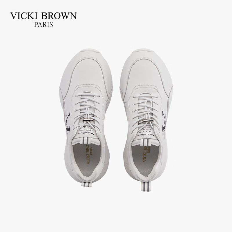 未毕(VICKI BROWN)法国品牌VB男鞋【法奢系列】舒适透气皮鞋男防滑休闲鞋包底老爹鞋 白色 38