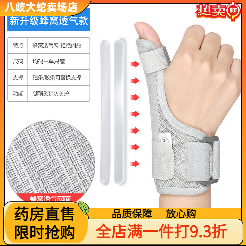 通用医用腱鞘炎护腕手腕热敷腱鞘炎大拇手指关节疼痛固定支具护套  均 [灰色]左右通用缓解腱鞘疼痛