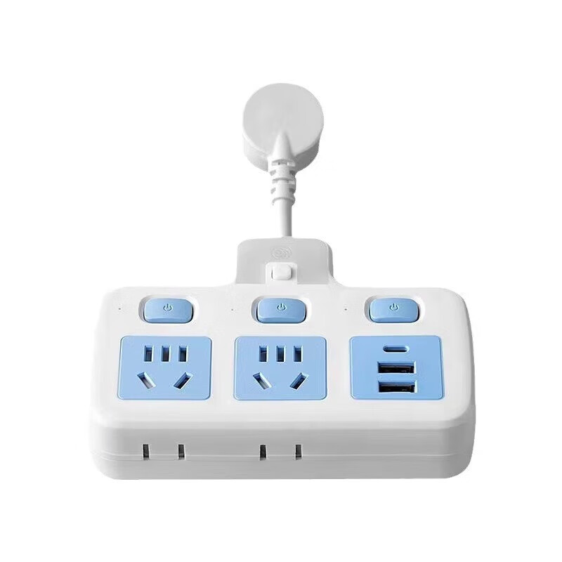 山头林村公牛(BULL)同款插座扩展转换器短线一转多用插头 带USB夜灯电源 D2一转2开关普通14孔