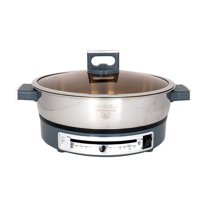 2025新款家用不锈钢多功能电饼铛无涂层加大加深猛火电煎锅不粘锅 38CM大口径[0涂层+拨杆控温]