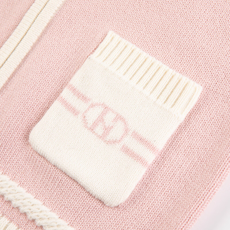 哈吉斯（HAZZYS）童装女童毛衣秋季新款含羊毛开身线衣甜美针织衫 玫瑰粉 165