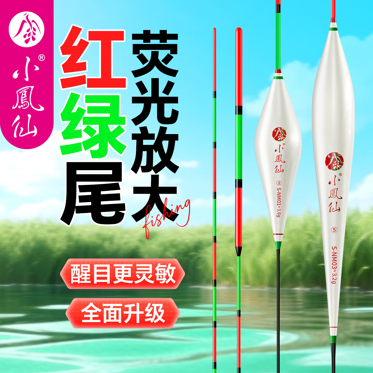 小凤仙红绿尾浮漂醒目高灵敏多水域行程底钓鱼标野钓渐细尾草鳊鲫鲤鱼漂 S-NM03-5底钓鲫鲤草鳊铅3.2g