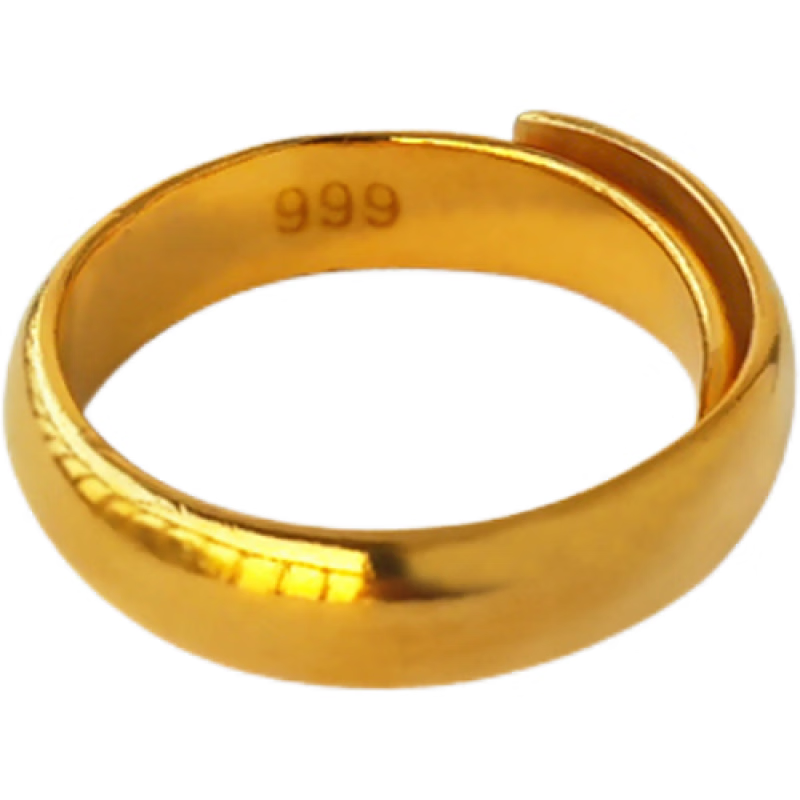 越南沙l金光面戒指板指男女镀金戒亮面时尚经典款活口 光面戒指(红盒子装) 开口可调节