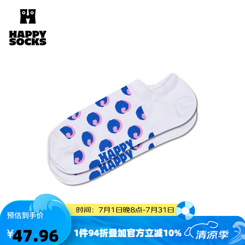 Happy Socks【25年新款】春夏款袜子条纹系列女男袜运动袜船袜隐形袜短袜 波浪圆点 1双 M 36-40