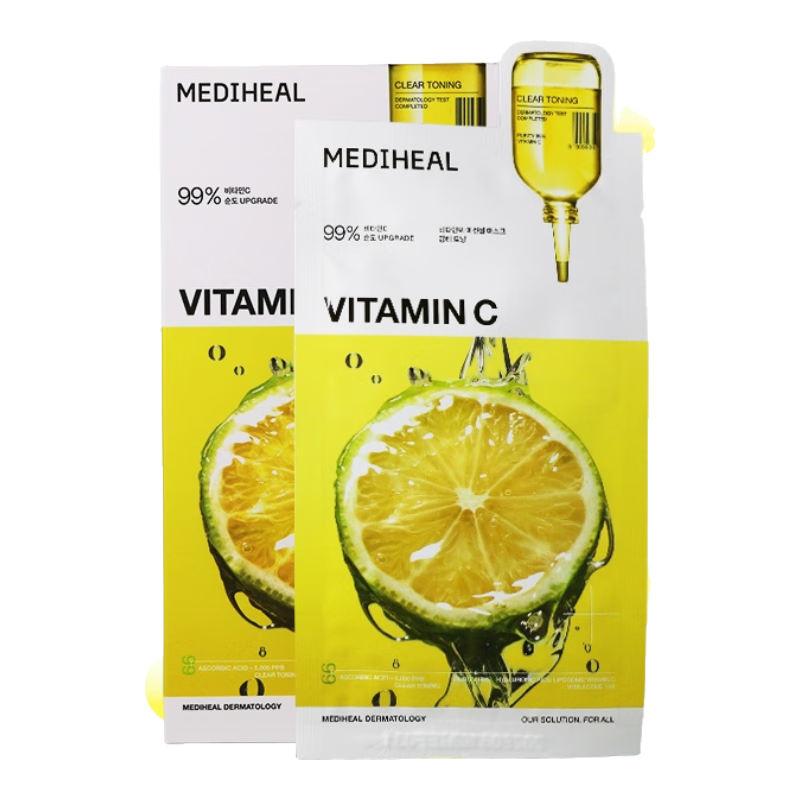 美迪惠爾面膜水潤緊致面膜補水保濕緊致抗皺提亮美白舒緩滋潤肌膚護膚男女 新款-美迪惠爾維C提亮面膜 1盒/4片