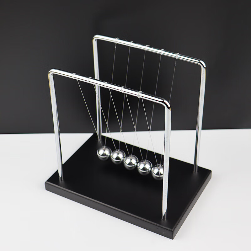 摆件感金属实心木底座牛顿摆球家居桌面装饰品摆件简约物理摆 方形