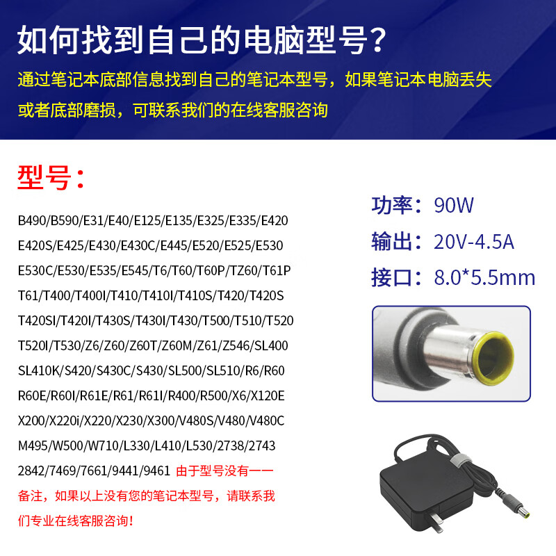 联想Thinkpad/小新笔记本电脑Type-C充电器65W/90W便携电源适配器 12款20V4.5a 90W大8.0便捷