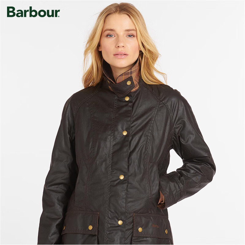 Barbour Beadnell女士纯棉修身格纹里油蜡夹克 LWX0667 铁锈色 -xx68 XL (14) 体重约120-130斤-修身版型
