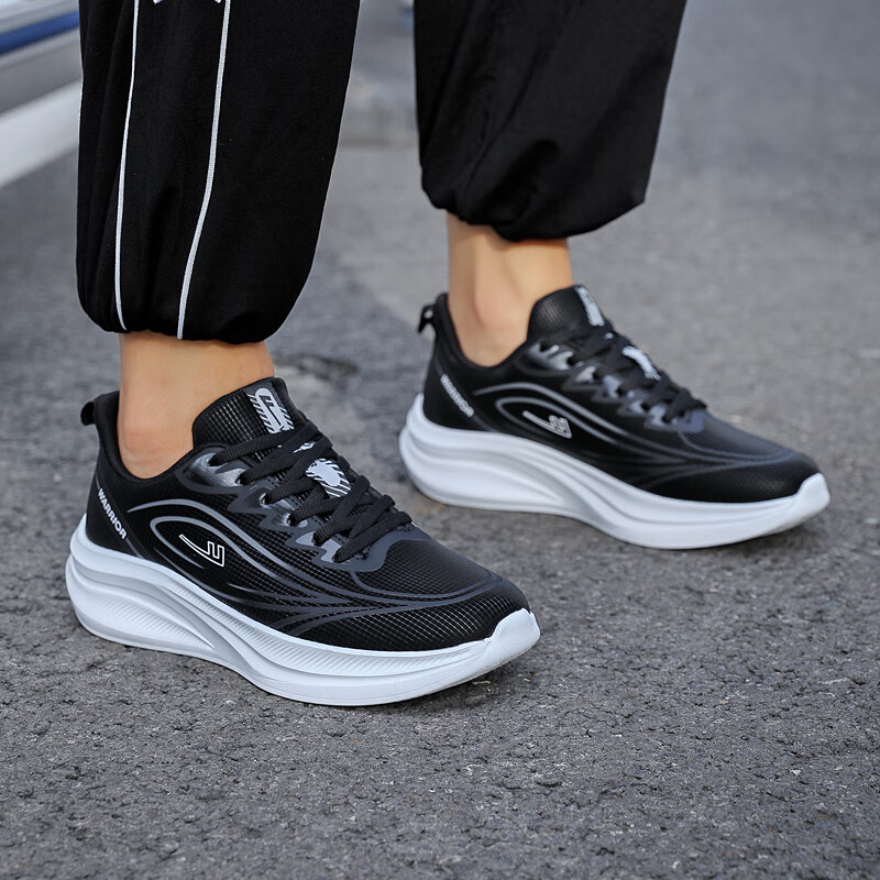 回力情侣运动鞋百搭休闲鞋透气减震跑步鞋子男 WXY(ZA)-4790 黑白 43