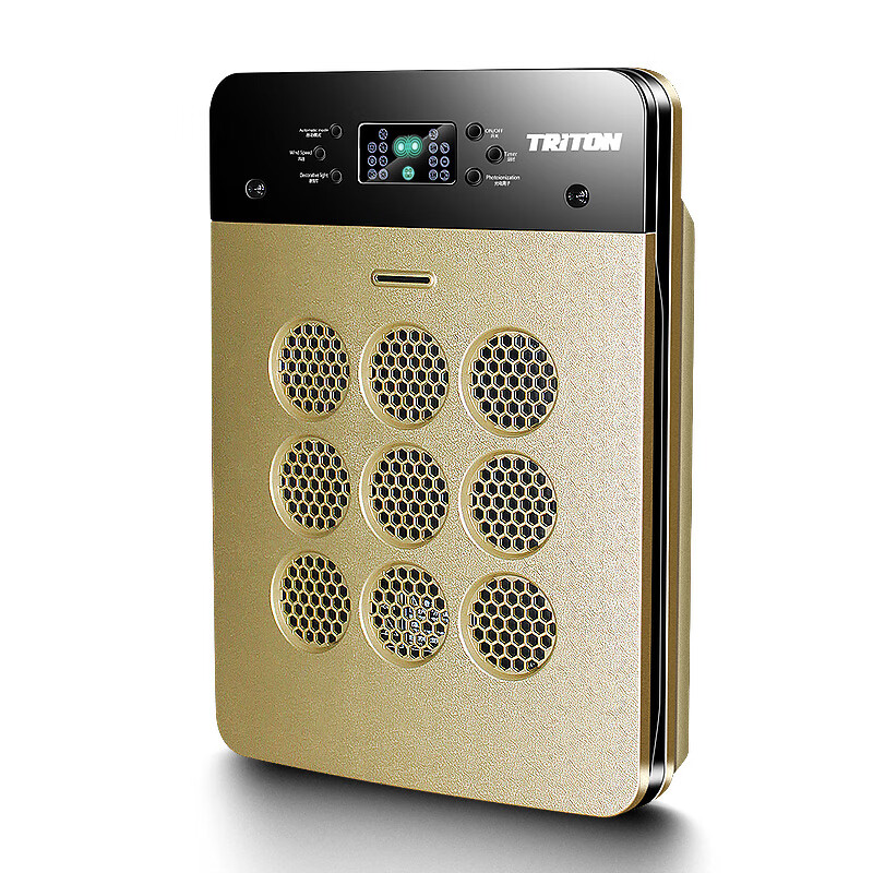川腾无耗材空气净化器家用除PM2.5二手烟室内紫外线杀菌智能负离子可水洗可吸猫毛还可壁挂带香薰功能 香槟金